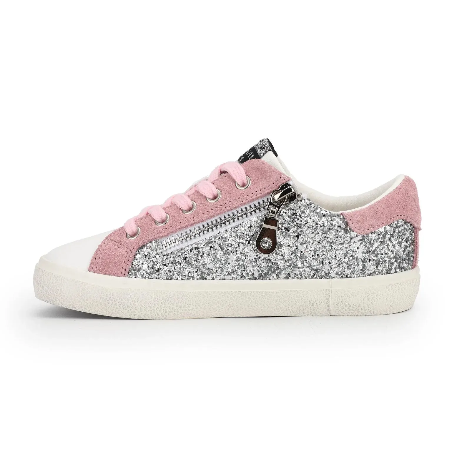 Mindy Silver Glitter Pink Star Sneaker