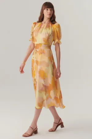 Multicolor Serene Watercolor Ruffle Dress