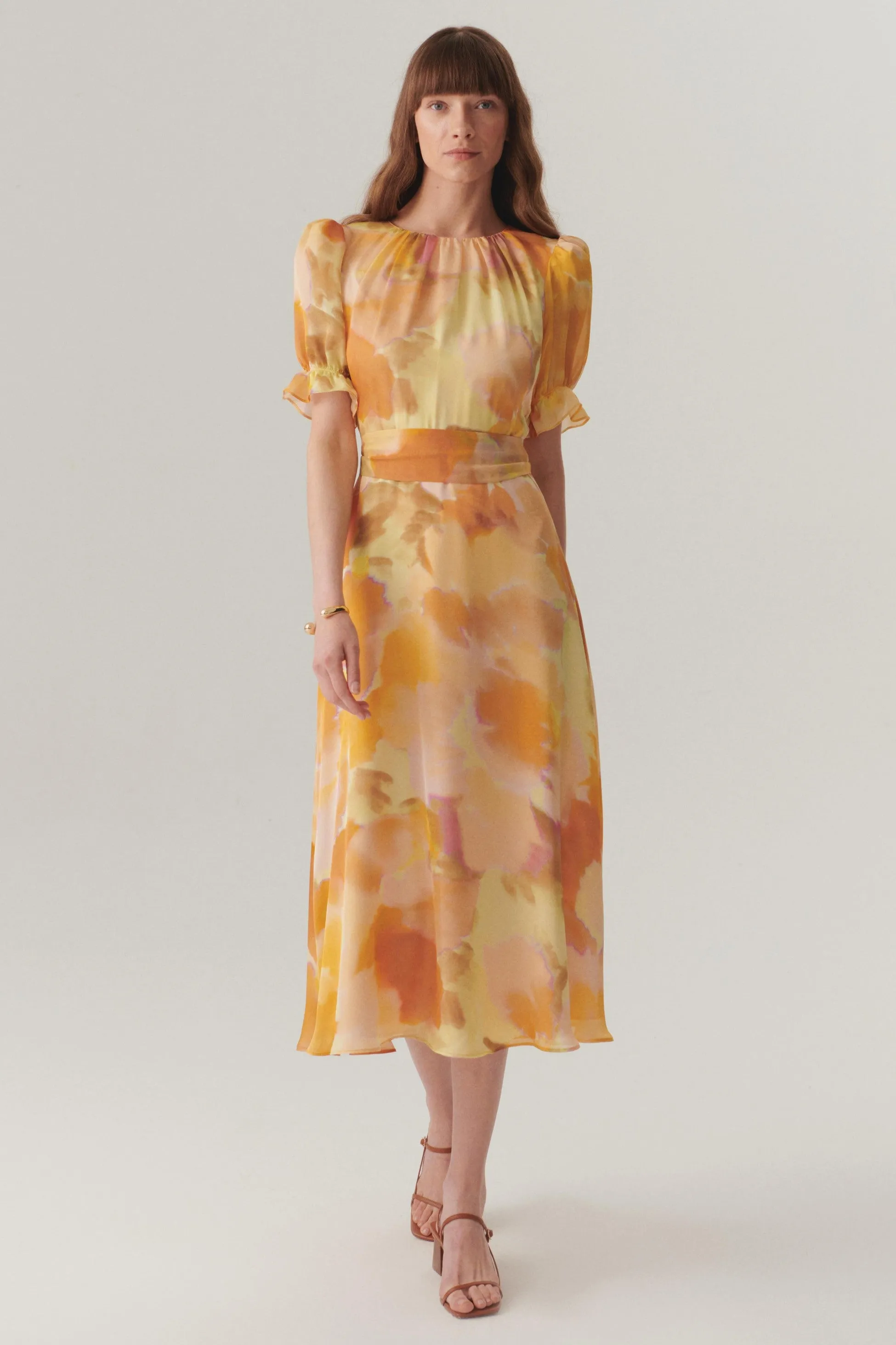 Multicolor Serene Watercolor Ruffle Dress