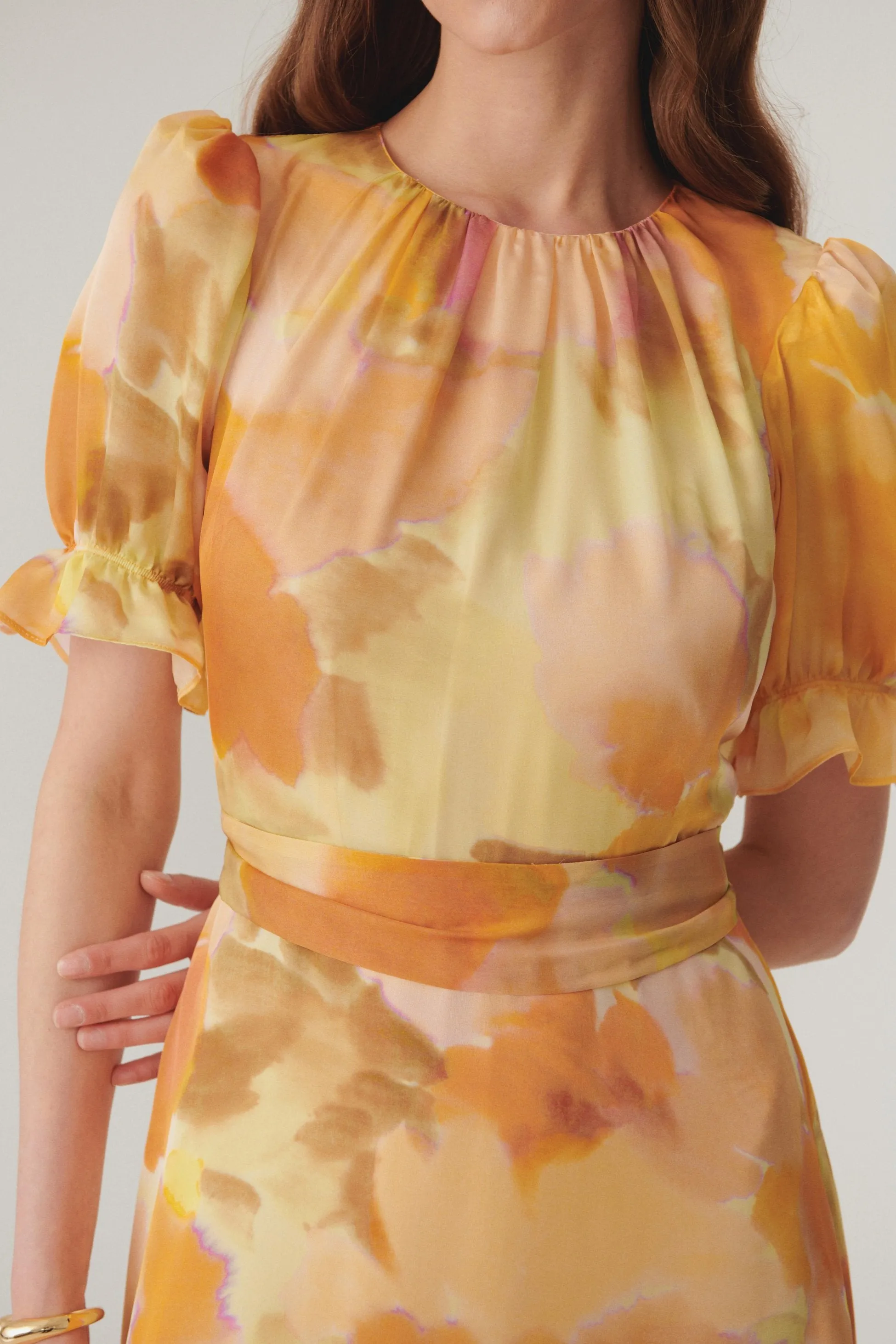 Multicolor Serene Watercolor Ruffle Dress