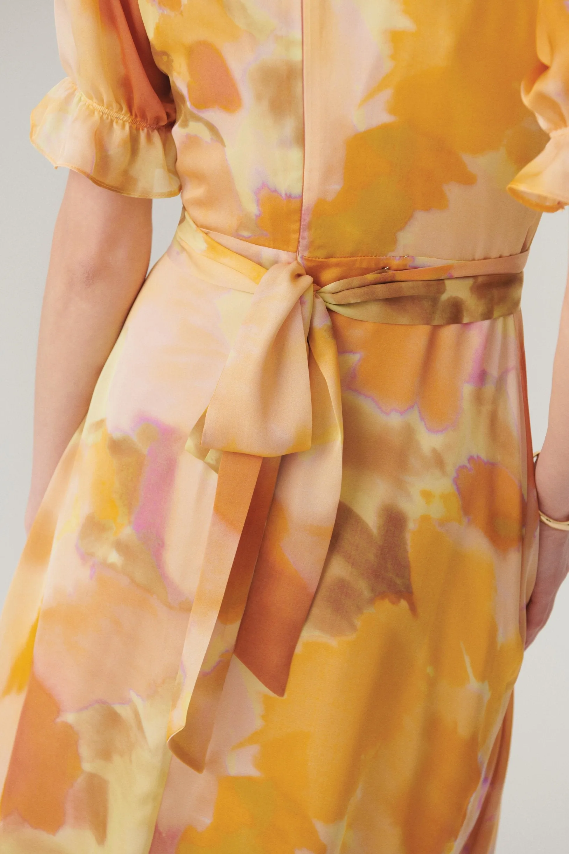 Multicolor Serene Watercolor Ruffle Dress