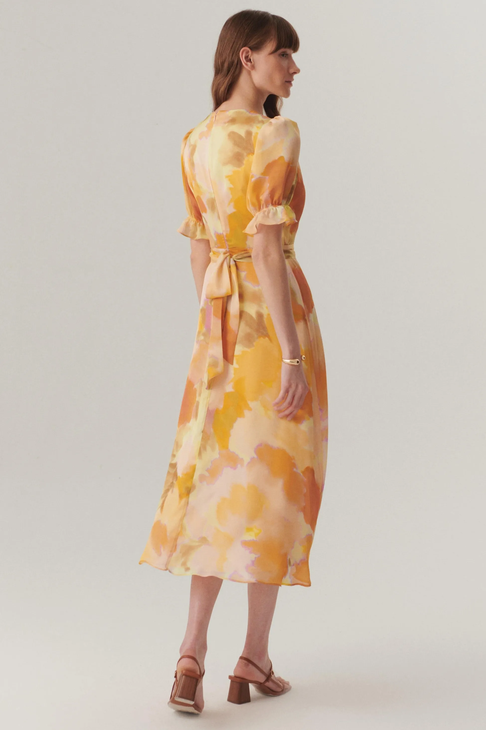 Multicolor Serene Watercolor Ruffle Dress