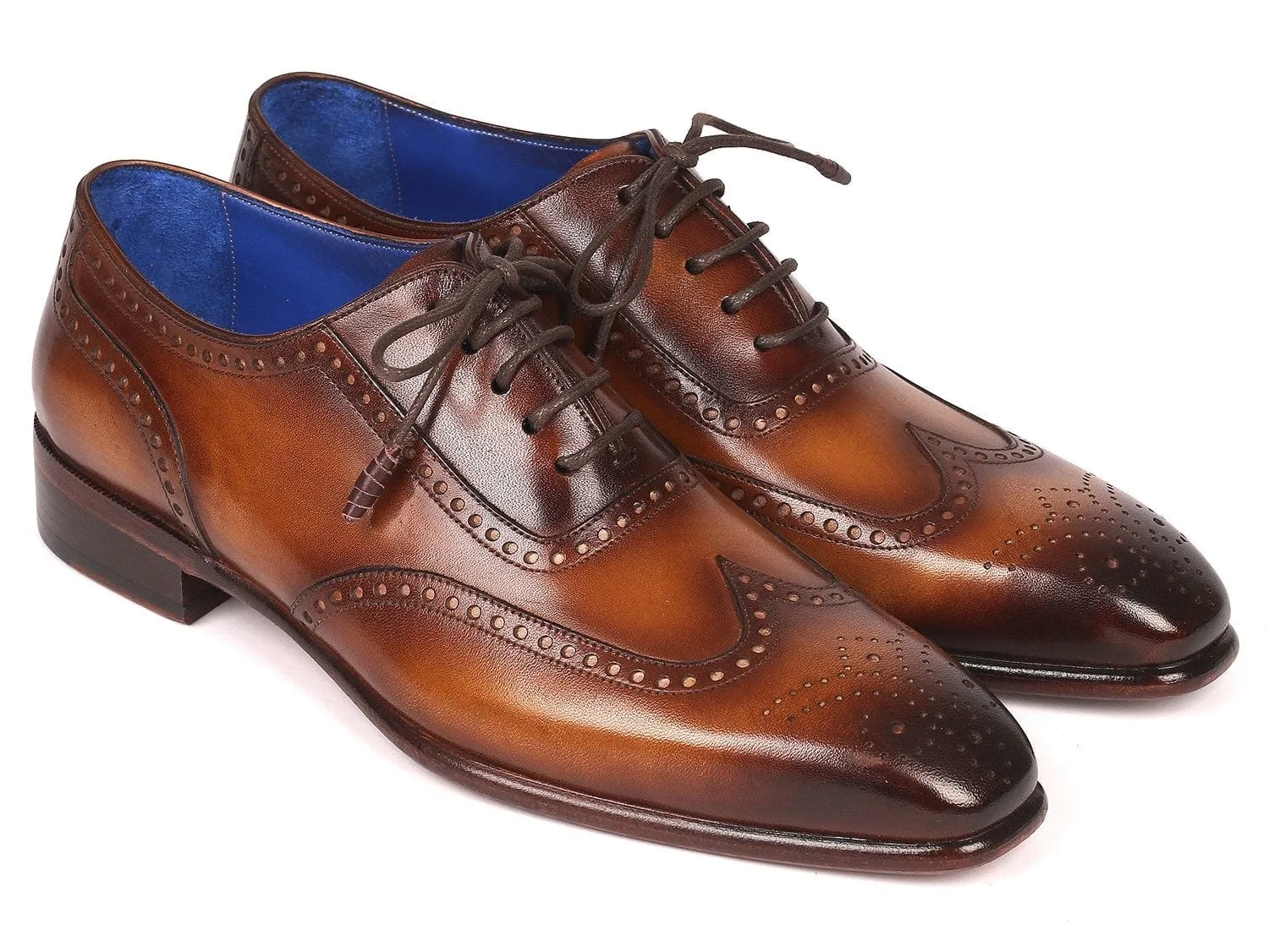 Paul Parkman Men's Handmade Wingtip Oxfords Brown (ID#711W03)