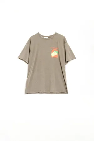 Relaxed Fit T-Shirt With La Dolce Vita Print In Light Brown