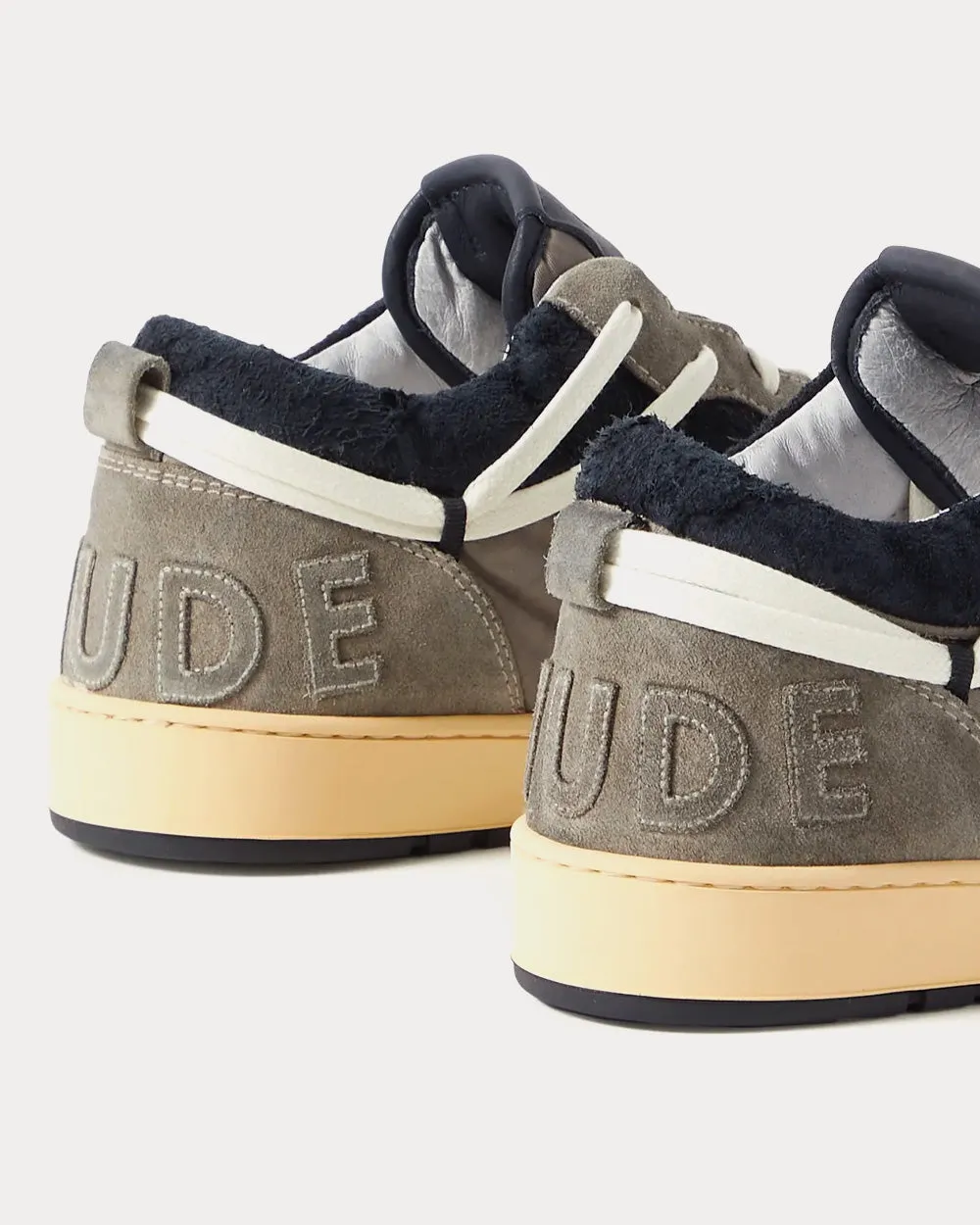 Rhecess Logo-Appliquéd Suede & Twill Dark Grey Low Top Sneakers