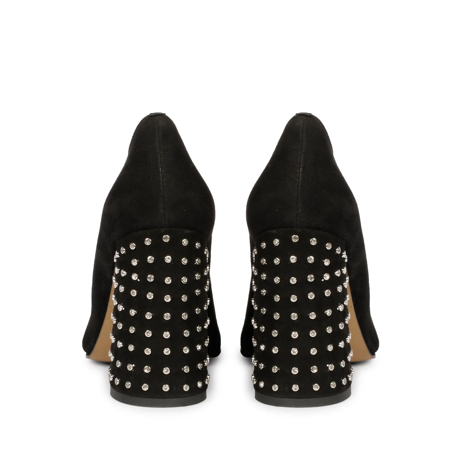 Saint Destiny Crystal Embellished Black Suede Leather Pumps