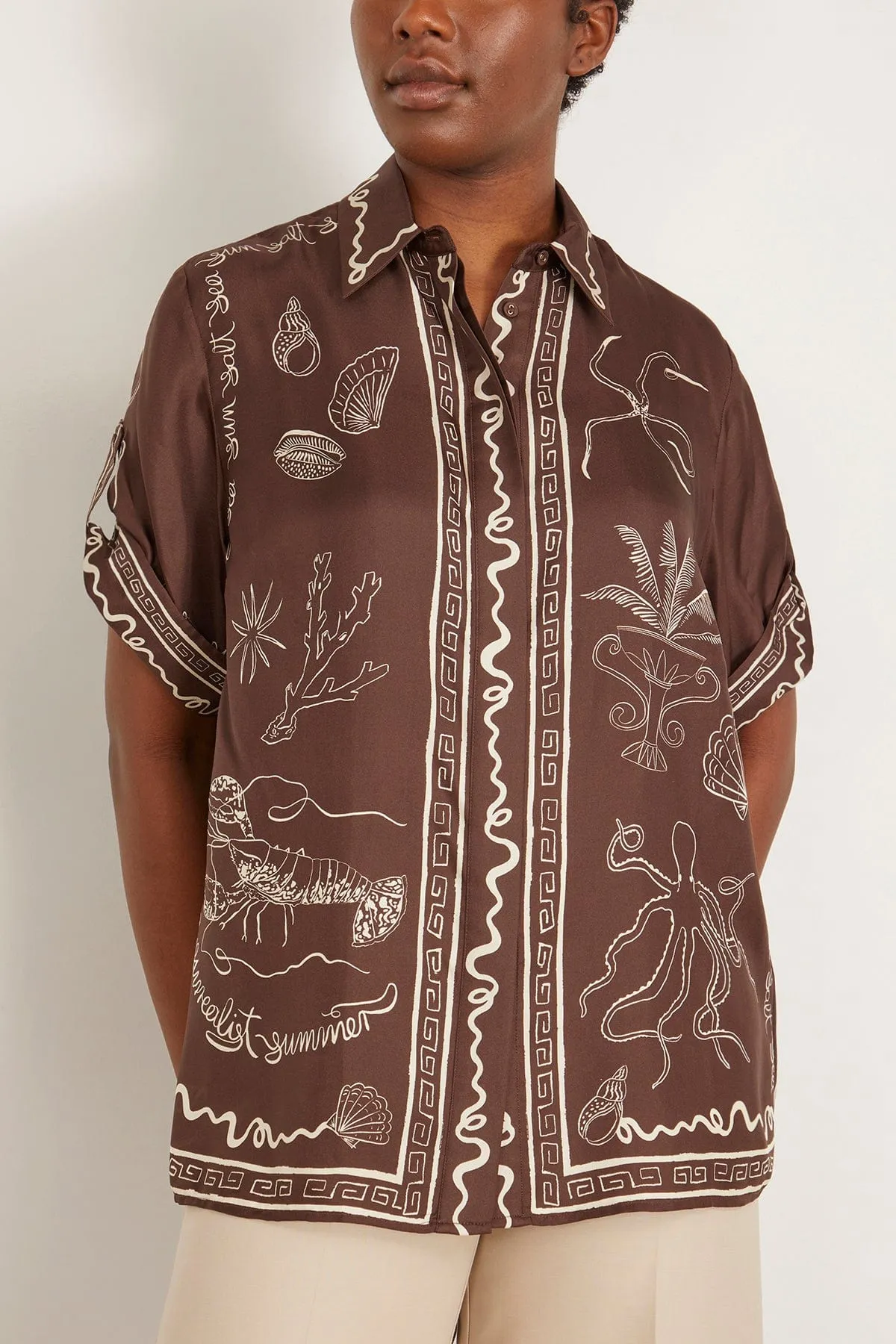 Sammy Silk Shirt in Chocolate