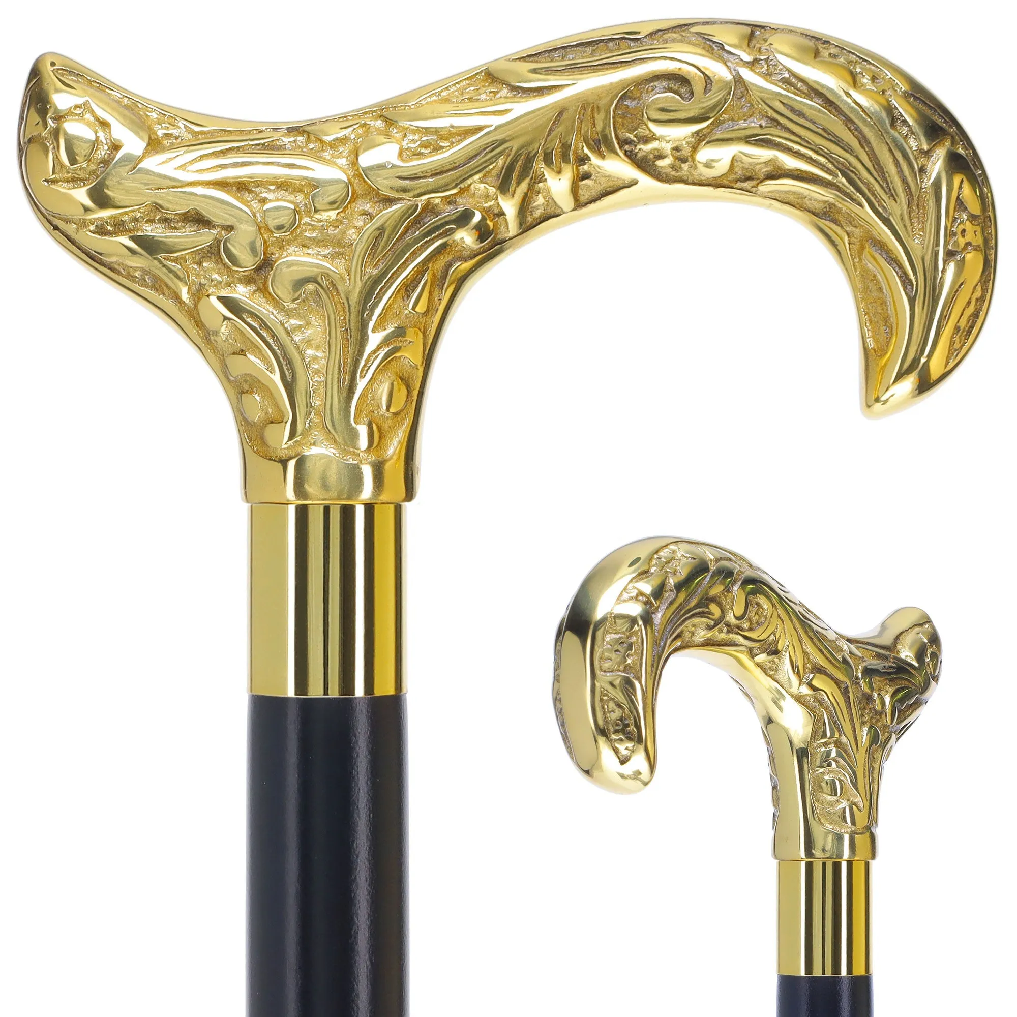 Scratch and Dent Premium Brass Derby Handle Walking Cane: Custom Shaft & Collar V2352