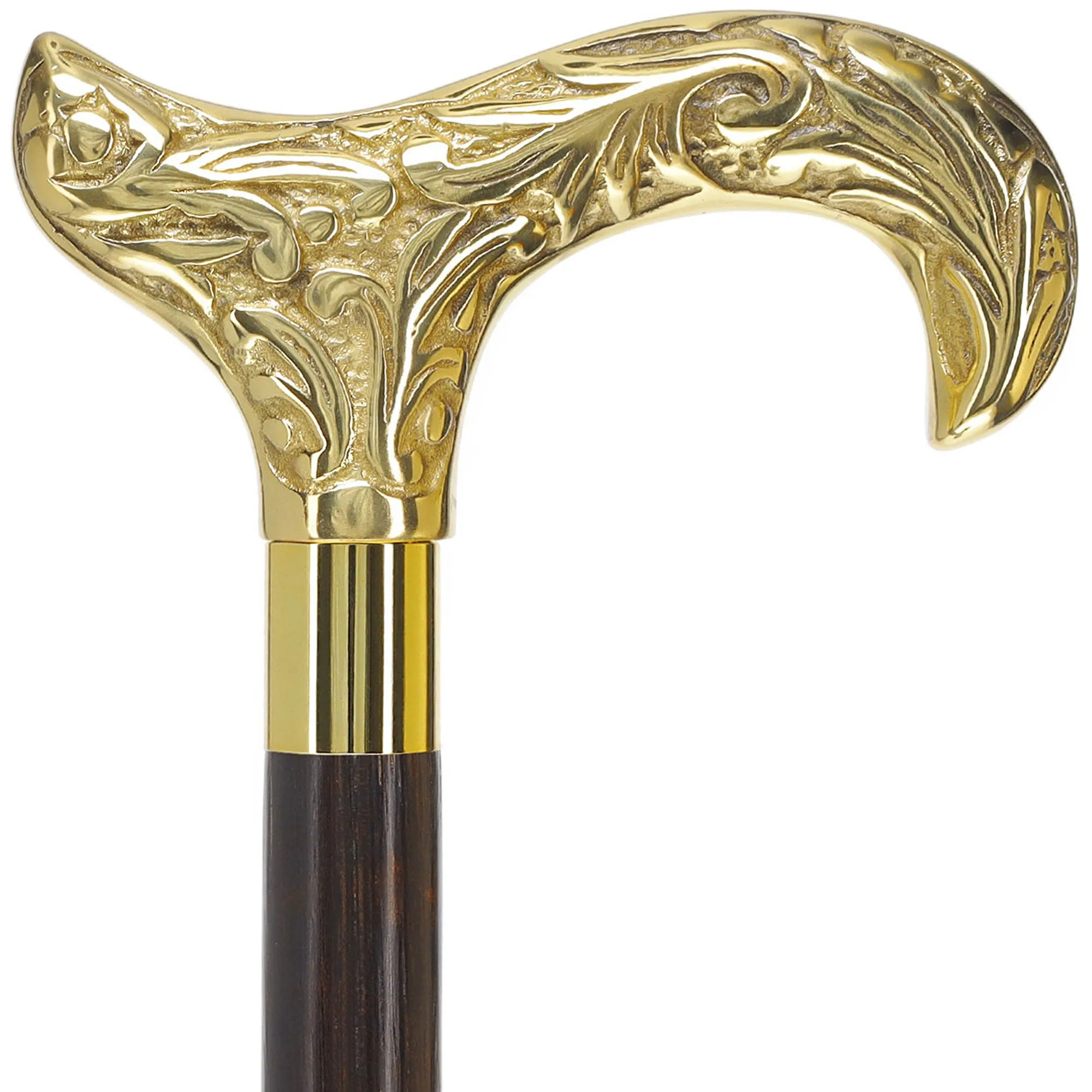 Scratch and Dent Premium Brass Derby Handle Walking Cane: Custom Shaft & Collar V2352