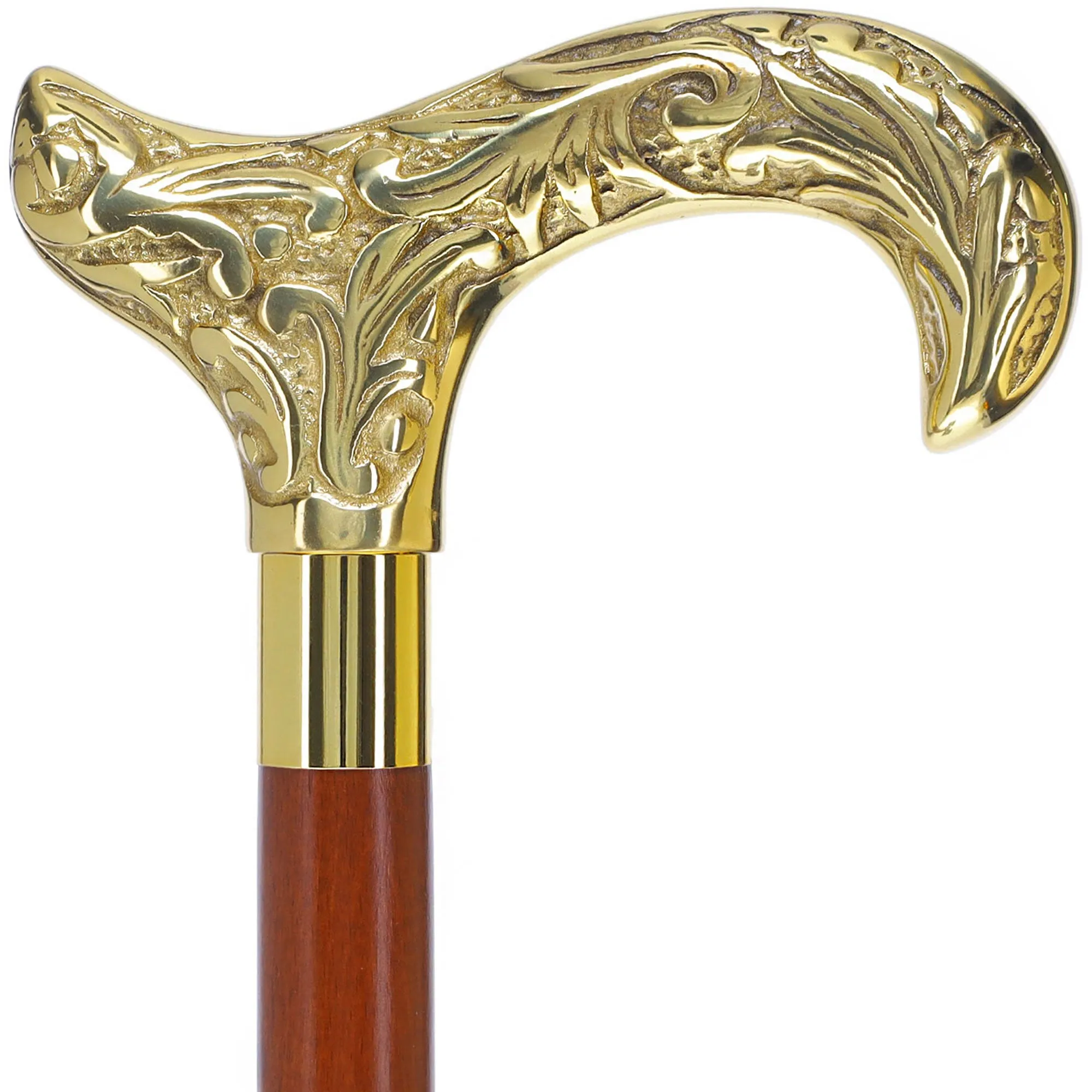 Scratch and Dent Premium Brass Derby Handle Walking Cane: Custom Shaft & Collar V2352