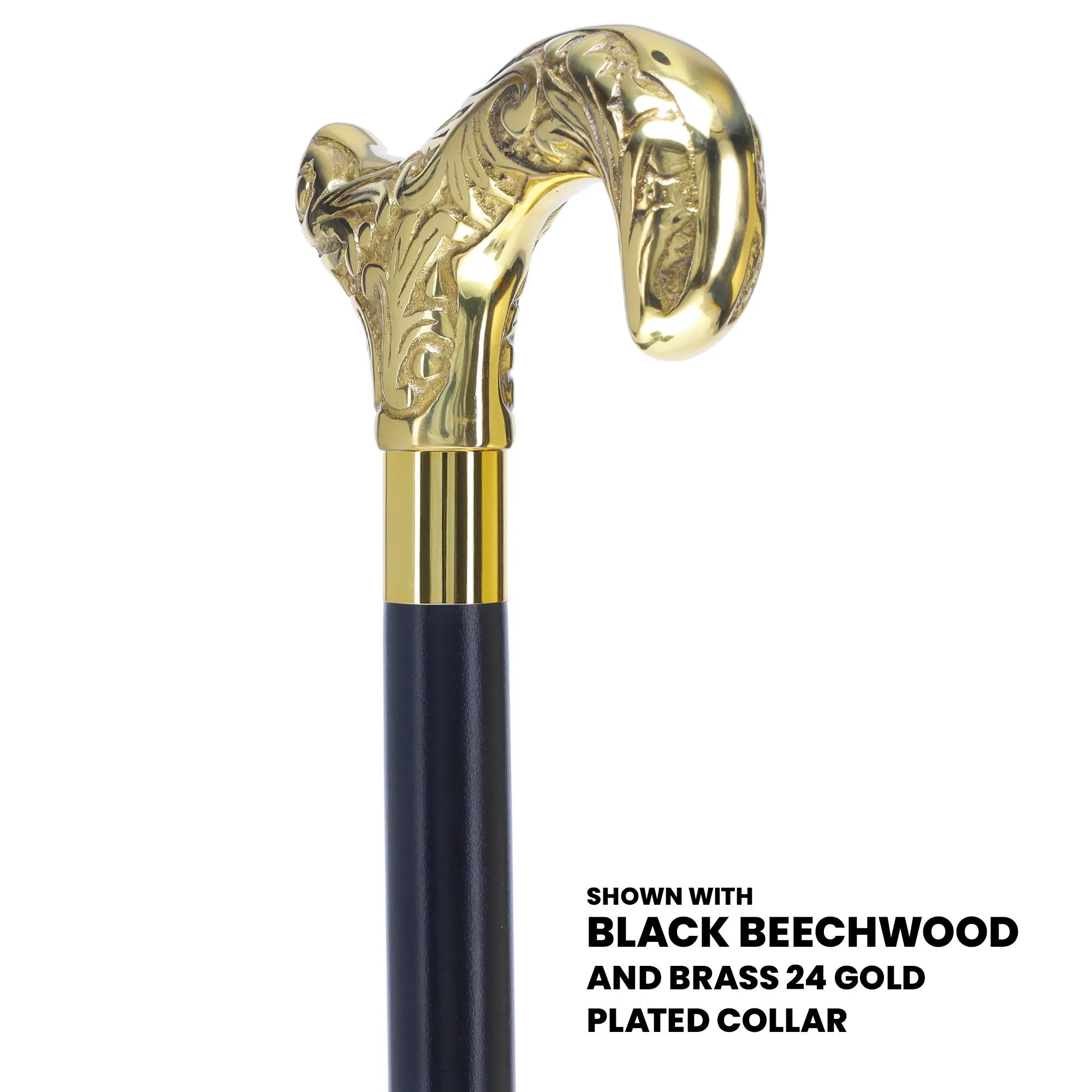Scratch and Dent Premium Brass Derby Handle Walking Cane: Custom Shaft & Collar V2352