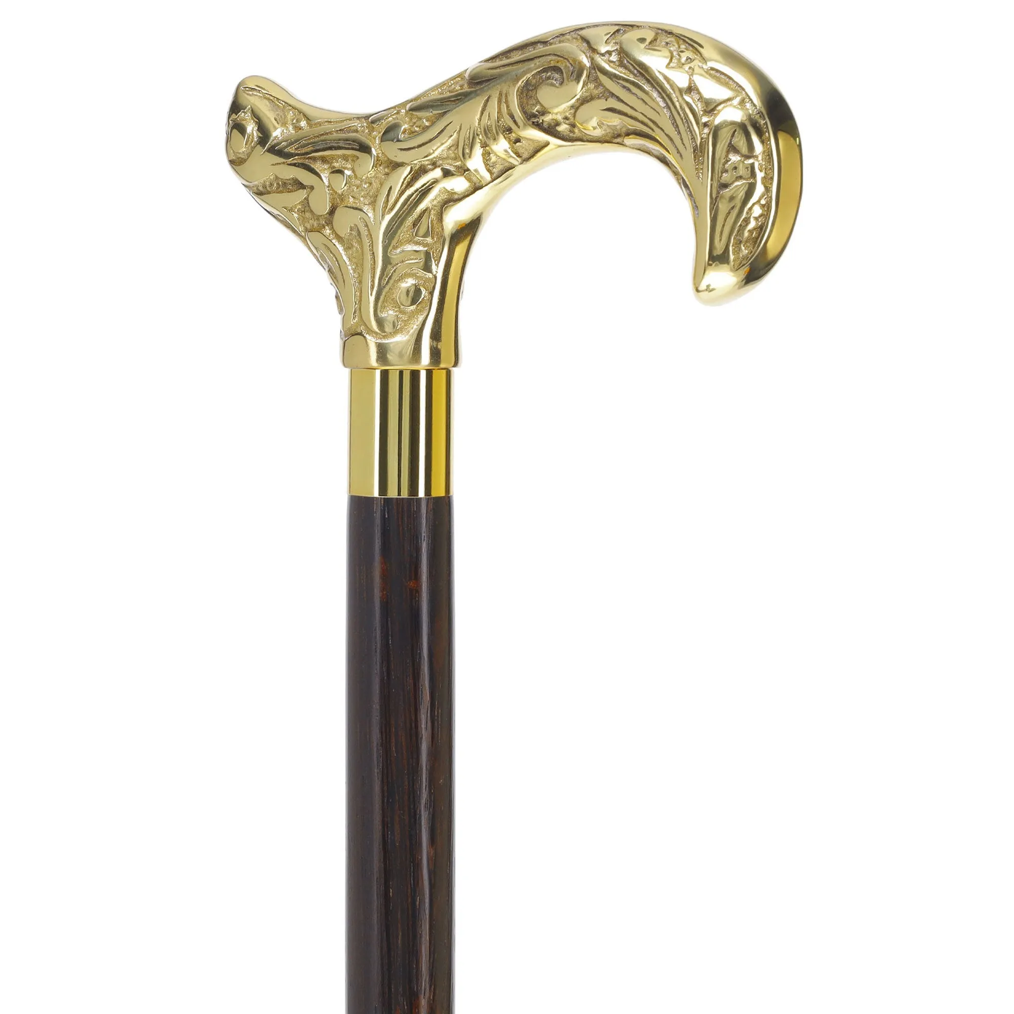 Scratch and Dent Premium Brass Derby Handle Walking Cane: Custom Shaft & Collar V2352