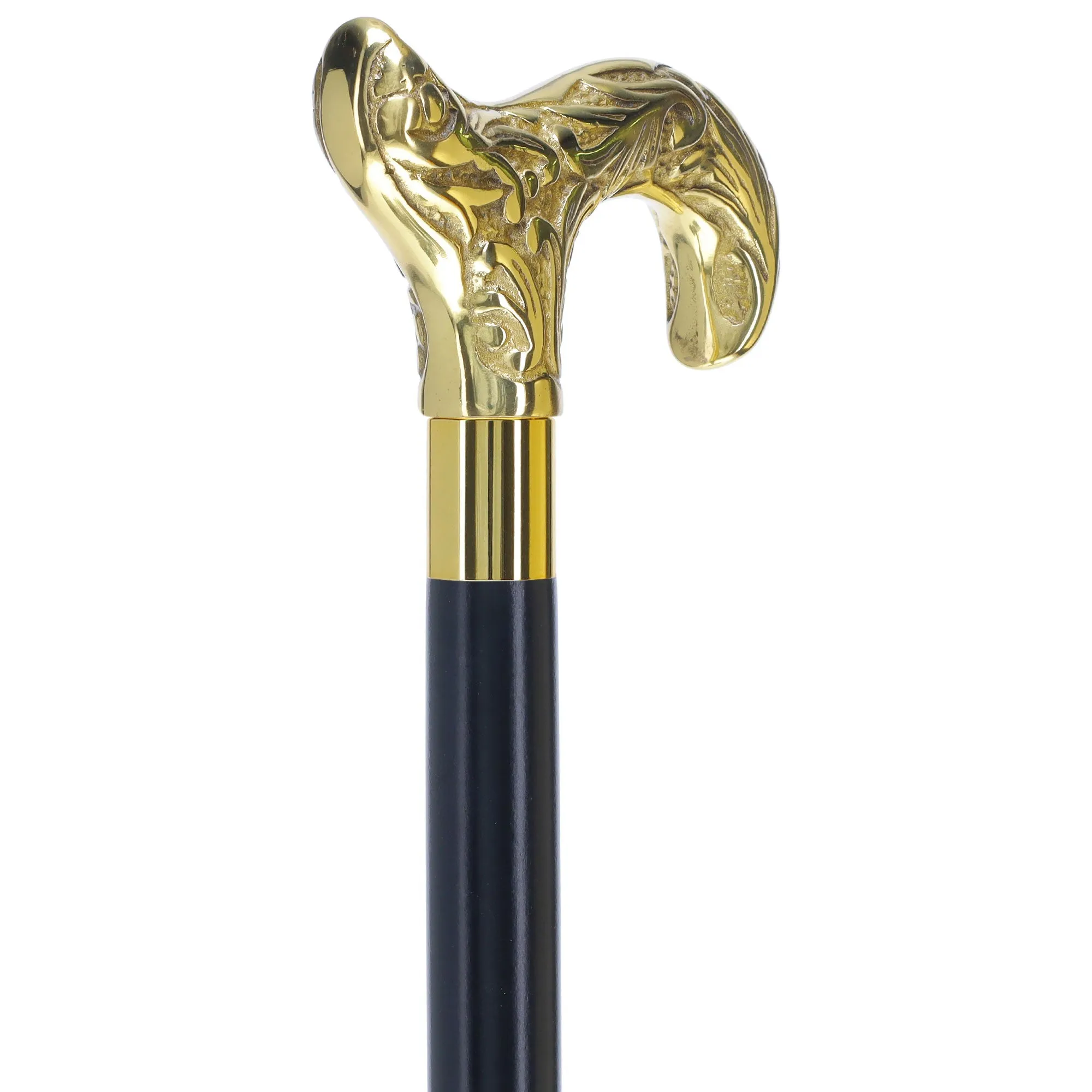 Scratch and Dent Premium Brass Derby Handle Walking Cane: Custom Shaft & Collar V2352