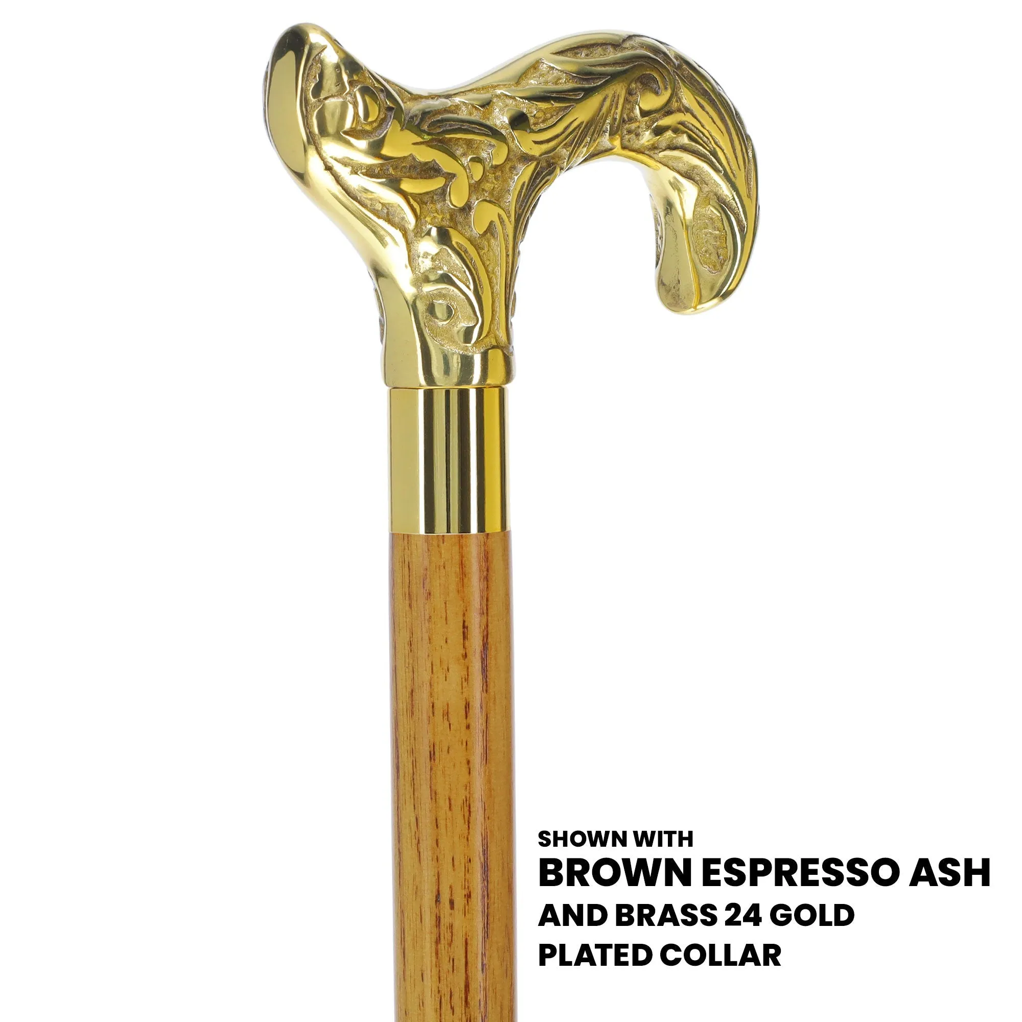 Scratch and Dent Premium Brass Derby Handle Walking Cane: Custom Shaft & Collar V2352