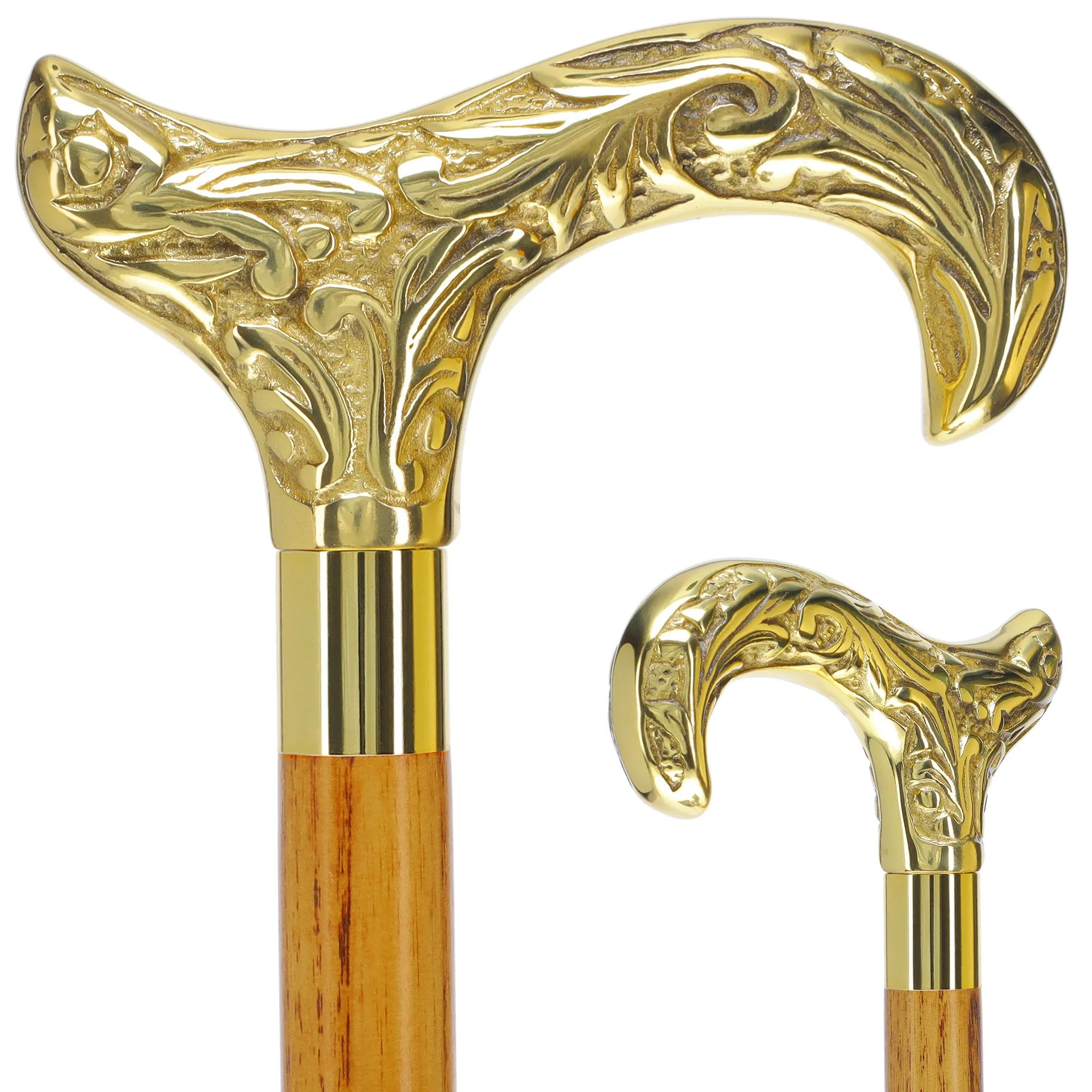 Scratch and Dent Premium Brass Derby Handle Walking Cane: Custom Shaft & Collar V2352