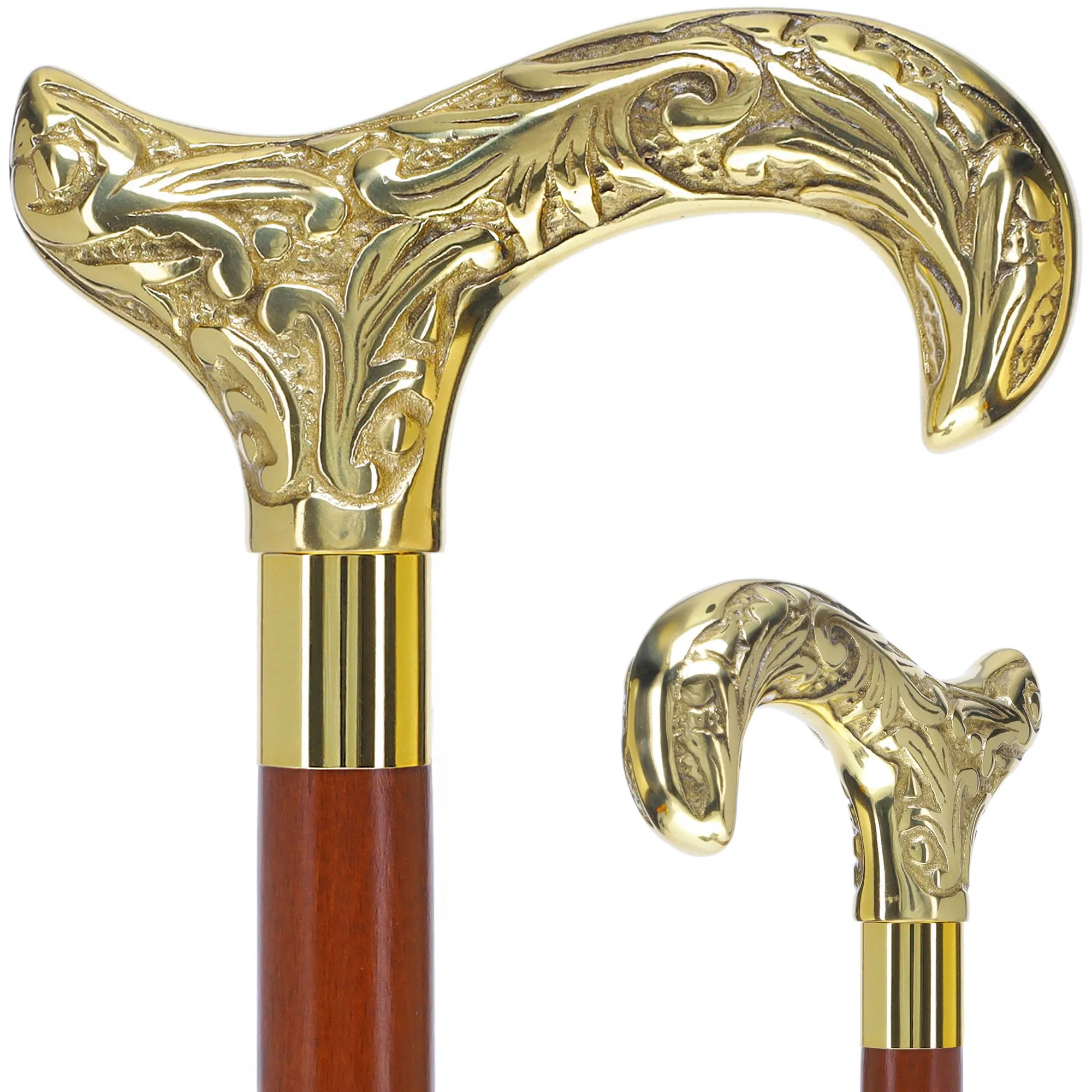 Scratch and Dent Premium Brass Derby Handle Walking Cane: Custom Shaft & Collar V2352