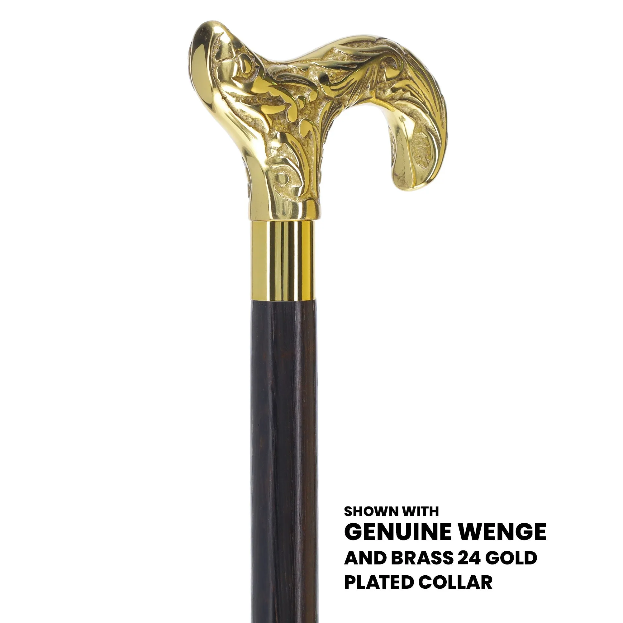 Scratch and Dent Premium Brass Derby Handle Walking Cane: Custom Shaft & Collar V2352