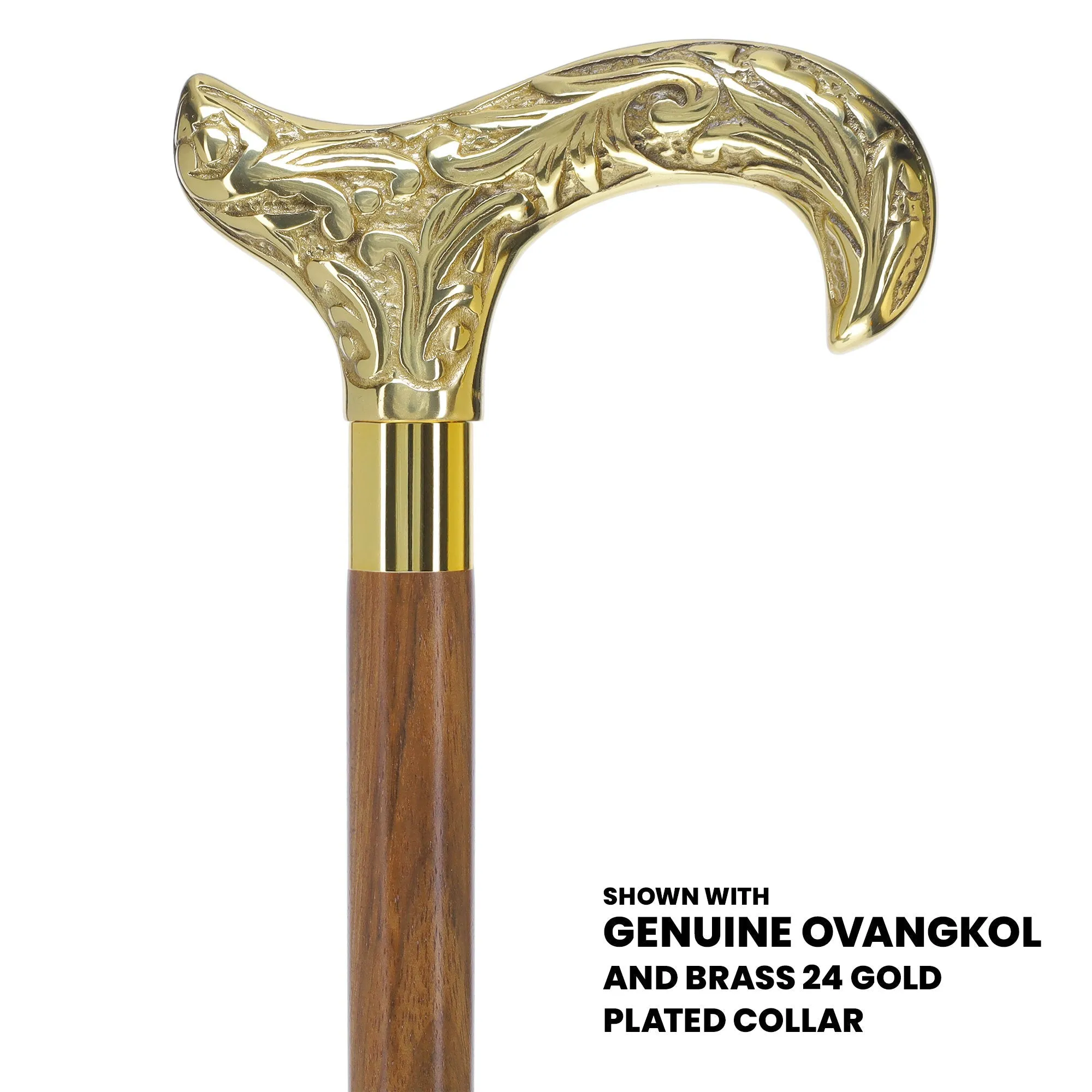 Scratch and Dent Premium Brass Derby Handle Walking Cane: Custom Shaft & Collar V2352