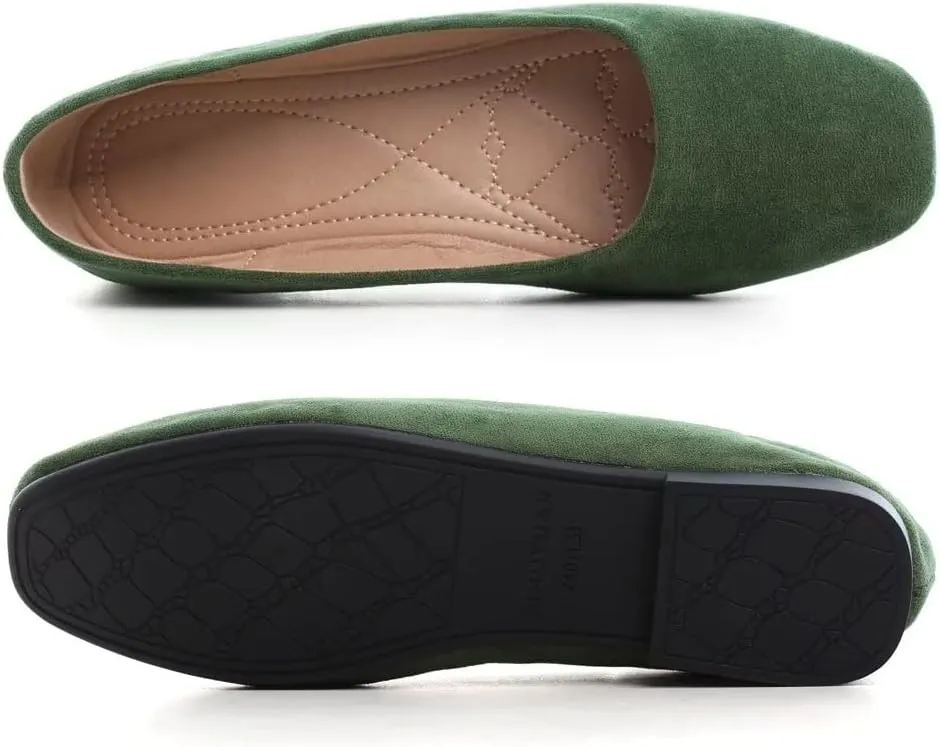 TN TANGNEST Women's Fashion Square Toe Ballet Shoes Comfortable Slip On Flats