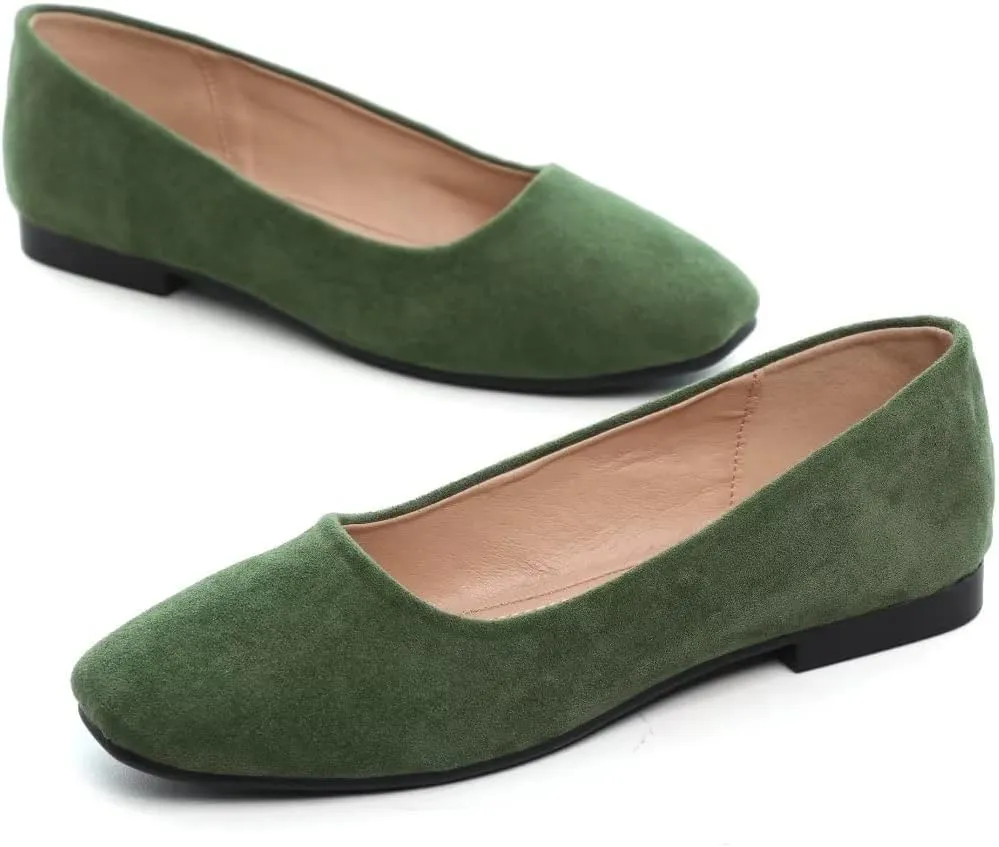 TN TANGNEST Women's Fashion Square Toe Ballet Shoes Comfortable Slip On Flats