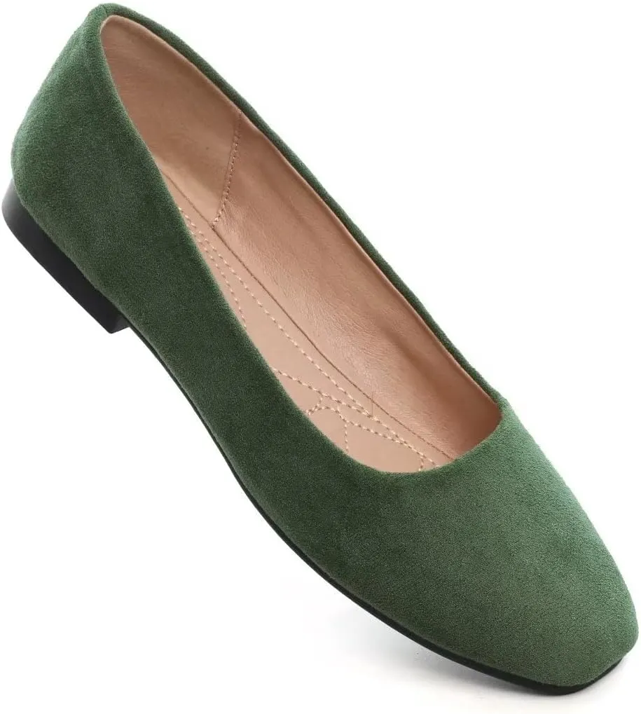TN TANGNEST Women's Fashion Square Toe Ballet Shoes Comfortable Slip On Flats