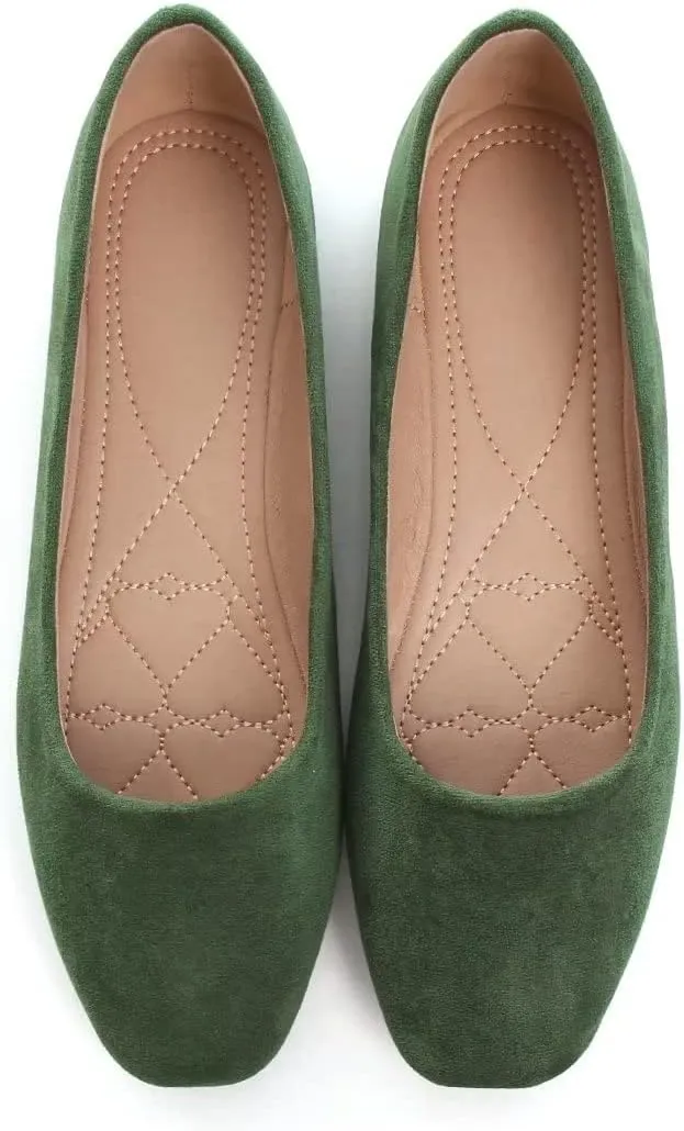 TN TANGNEST Women's Fashion Square Toe Ballet Shoes Comfortable Slip On Flats