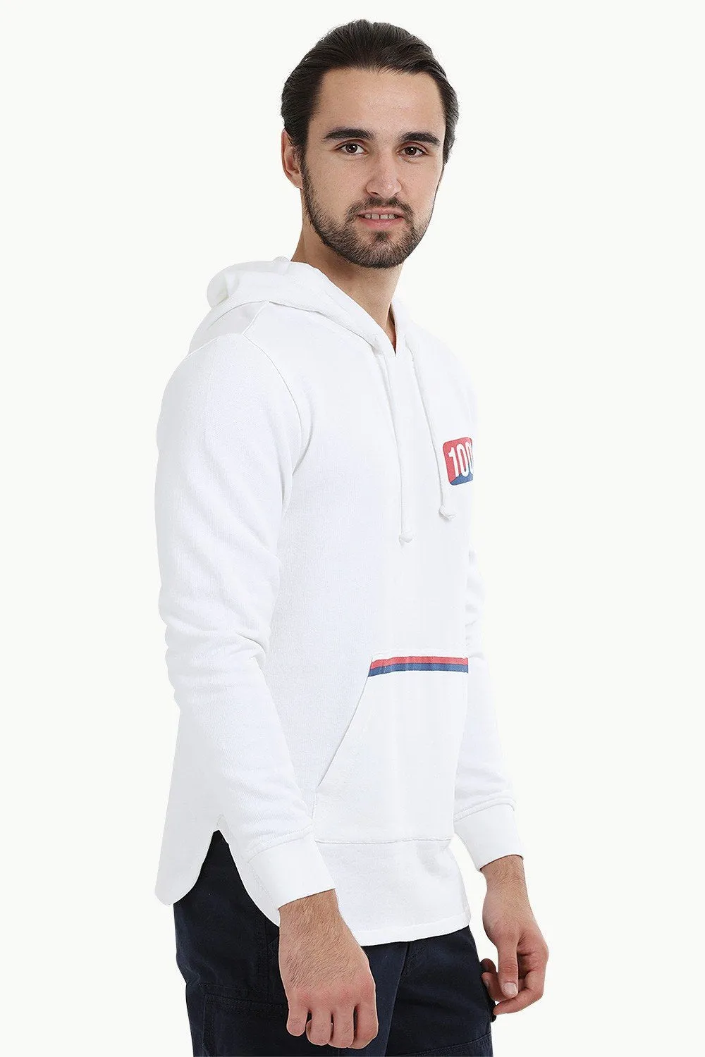 White Popover Hoodie Sweatshirt