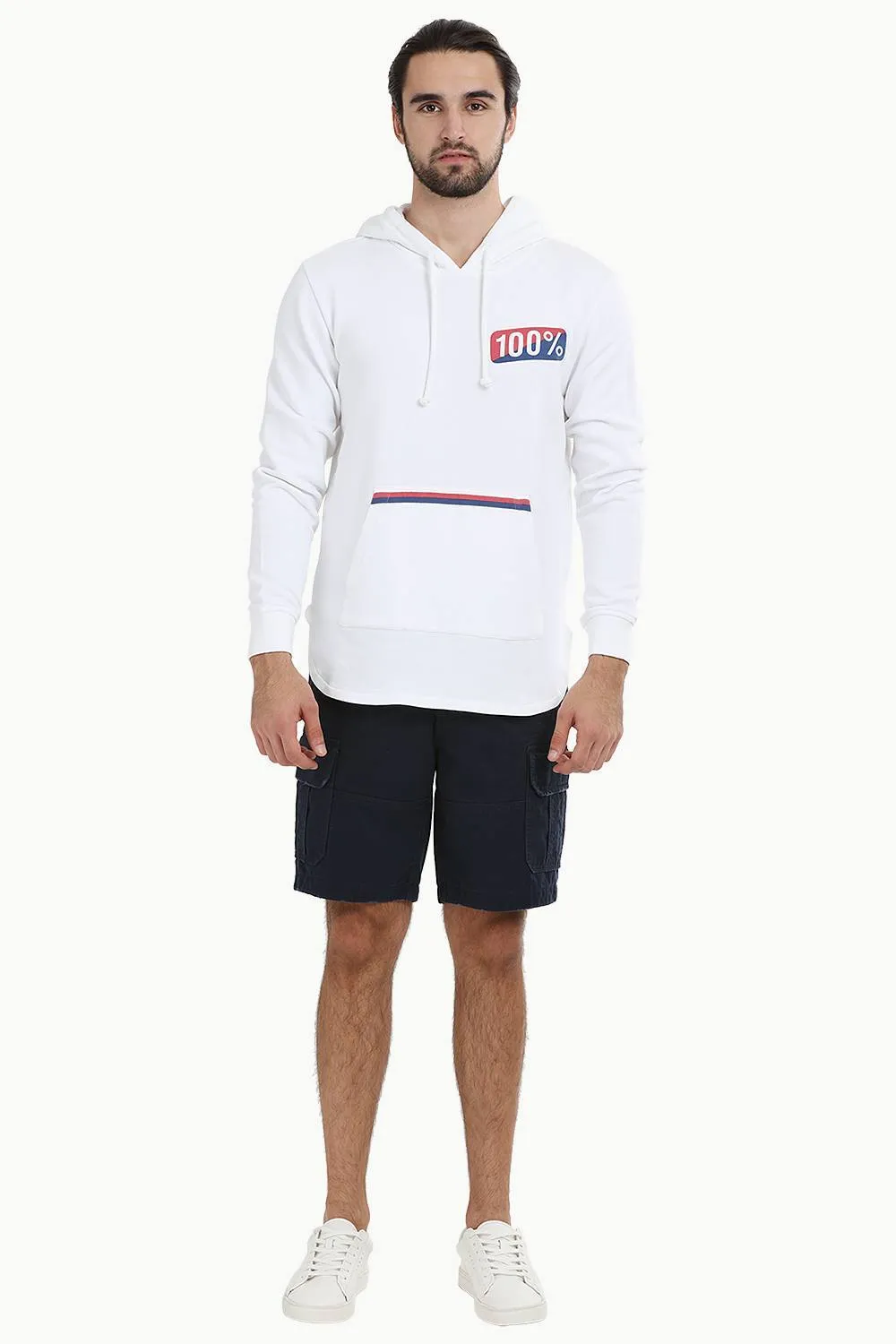 White Popover Hoodie Sweatshirt