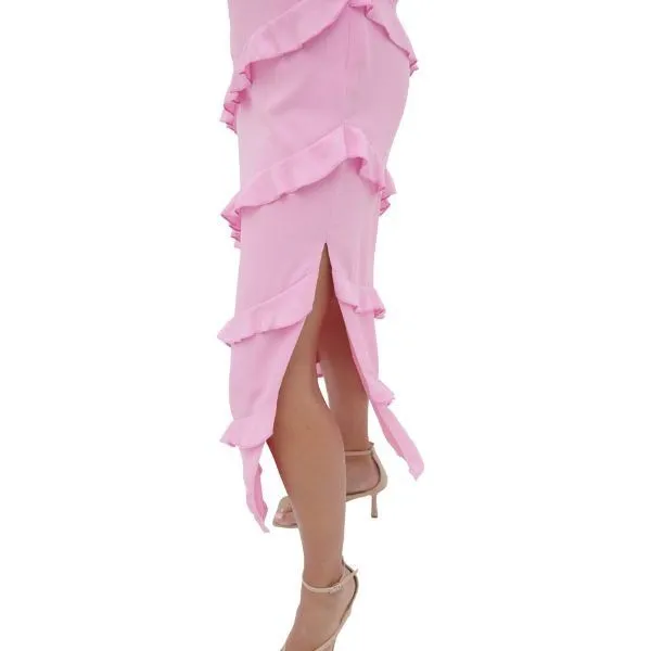Womens Posie Pink Nadine Ruffle Midaxi Dress